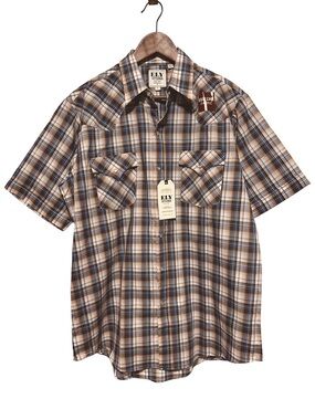 ELY CATTLEMAN Western Plaid Pearl Snap Cowboy Ranch Shirt NWT